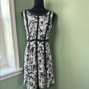 Talbots black and white floral dress 4P